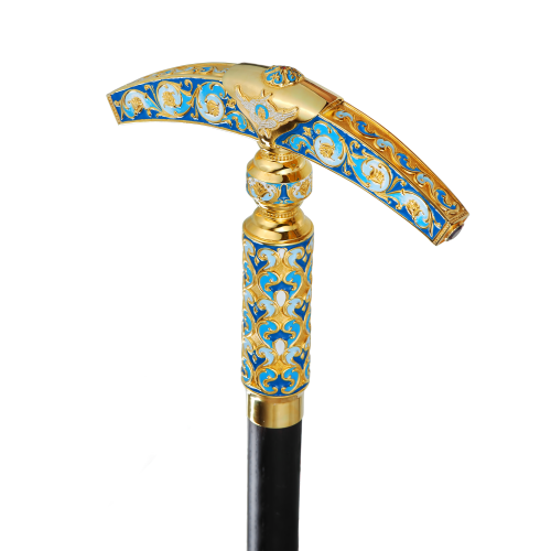 2.7.2002лп-М Посох латунный в позолоте со вставками фото 5