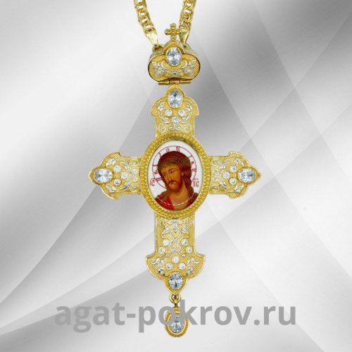 2.10.0345лп-2/1лп Крест наперсный в позолоте с цепью