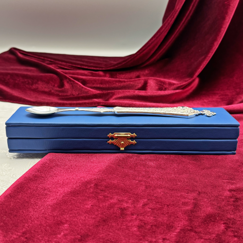 2.7.0783л Лжица латунная в серебрении со вставками фото 3