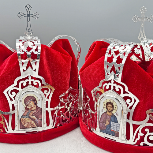 2.7.2839л-2-К Венцы венчальные латунные в серебрении - комплект фото 7 2.7.2839л-2-К Венцы венчальные латунные в серебрении - комплект фото 7