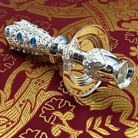 2.7.0742л Подсвечник ручной латунный со вставками