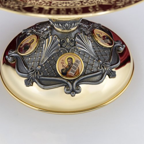 2.7.1599клпрэ-18-К/3 Евхаристический набор на 3 предмета с комбинированной чашей на 1,0 л в позолоте с патинированием и деколью фото 16 2.7.1599клпрэ-18-К/3 Евхаристический набор на 3 предмета с комбинированной чашей на 1,0 л в позолоте с патинированием и деколью фото 16