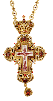 2.10.0207лп-1/44лп Крест латунный со вставками, с финифтью и цепью