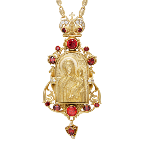 2.7.0767лп/73лп Панагия латунная в позолоте с литьевым образом, вставками и с цепью 2.7.0273лп 2.7.0767лп/73лп Панагия латунная в позолоте с литьевым образом, вставками и с цепью 2.7.0273лп