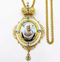 2.7.1260лпч-2/1лп Панагия латунная в позолоте с цепью