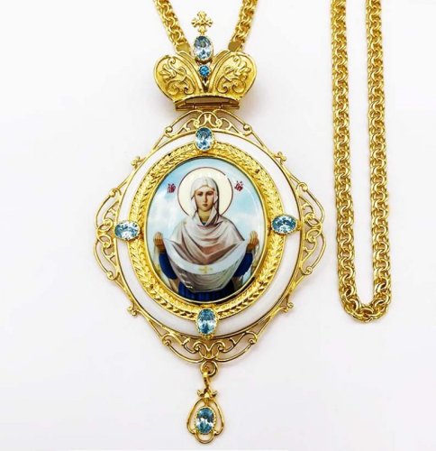 2.7.1260лпч-2/1лп Панагия латунная в позолоте с цепью