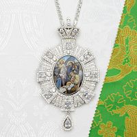 2.7.1579л-18/1л Панагия латунная с белыми камнями в серебрении