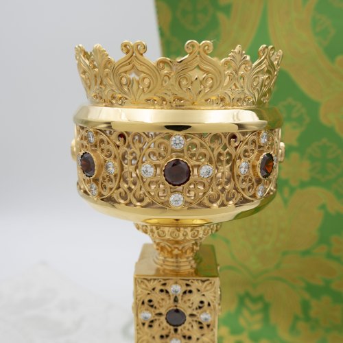 2.7.0694лп Лампада латунная в позолоте со вставками фото 3