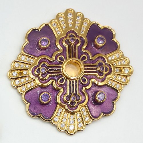 2.7.0457лп Мощевик латунный в позолоте с эмалью и вставками 2.7.0457лп Мощевик латунный в позолоте с эмалью и вставками