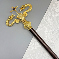 2.7.2478лп Жезл латунный с красными камнями в позолоте