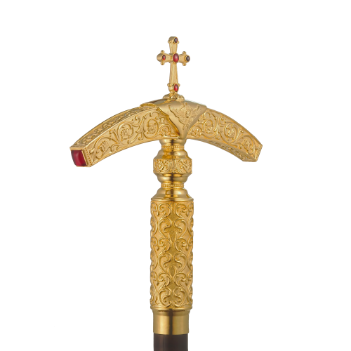 2.7.2665лнп Жезл латунный с натуральными камнями в позолоте фото 10 2.7.2665лнп Жезл латунный с натуральными камнями в позолоте фото 10