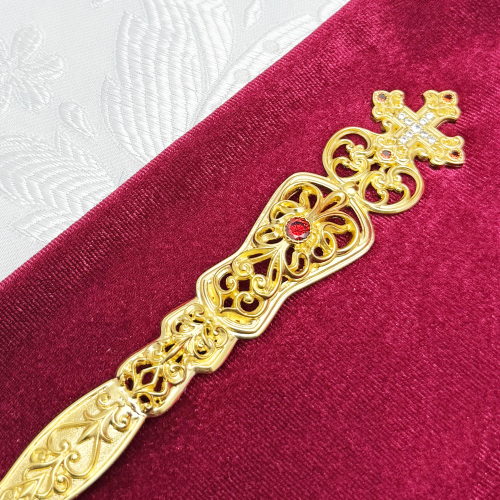 2.7.0426лп Лжица латунная в позолоте со вставками фото 4