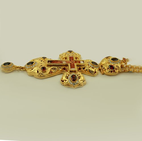 2.10.0156лп-2/1лп Крест латунный в позолоте с цепью фото 4