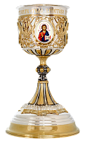 2.7.0980клф-18 Потир комбинированный на 1 литр с фрагментарной позолотой