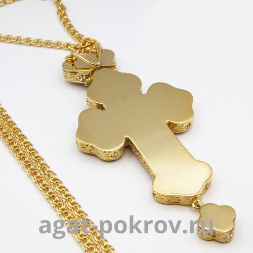 2.10.0420лп-13/1лп Крест латунный в поз. с деревянным образом и цепью фото 2