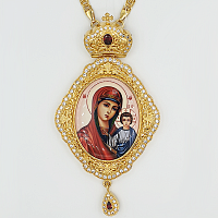 2.7.1458лп-2/1лп Панагия латунная в позолоте с деколем и цепью арт.2.7.0201лп