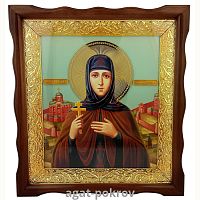 2.14.0207лпм-74 Икона в деревянном киоте Анна Кашинская в позолоте с басмой