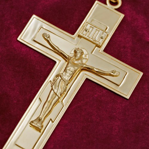 2.10.0166лп/1лп Крест латунный в позолоте с литьевым распятием и цепью фото 5