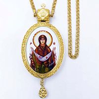 2.7.1282лп-2/1лп Панагия латунная в позолоте с цепью