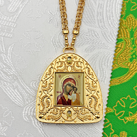 2.7.2803лп-2/153лп Панагия латунная с желтыми камнями в позолоте