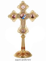2.7.2408лпэ-2 Крест настольный латунный с эмалью в позолоте