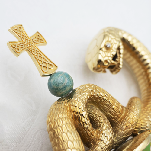 2.7.2443лнпч Жезл латунный в позолоте с натуральными камнями фото 7 2.7.2443лнпч Жезл латунный в позолоте с натуральными камнями фото 7