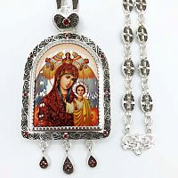 2.7.1045л-2/80л Панагия латунная с родированием и цепью