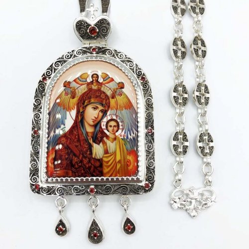 2.7.1045л-2/80л Панагия латунная с родированием и цепью 2.7.1045л-2/80л Панагия латунная с родированием и цепью