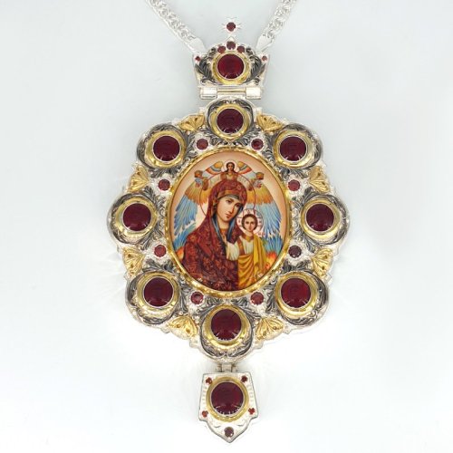 2.7.0987лфэ-2/1л Панагия латунная с фраг. позолотой, принтом, эмалью и с цепью арт. 2.7.0201л 2.7.0987лфэ-2/1л Панагия латунная с фраг. позолотой, принтом, эмалью и с цепью арт. 2.7.0201л