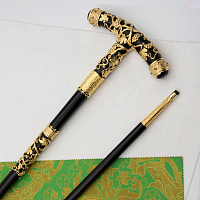 2.7.2631лнп Посох латунный в позолоте с натуральными камнями (Аметист)