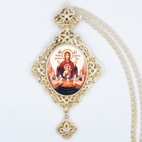 2.7.0670л-2/1л Панагия латунная со вставками и цепью фото 2 2.7.0670л-2/1л Панагия латунная со вставками и цепью фото 2