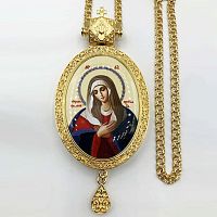 2.7.1282лп-2/1лп Панагия латунная в позолоте с принтом и цепью арт.2.7.0201лп