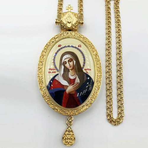 2.7.1282лп-2/1лп Панагия латунная в позолоте с принтом и цепью арт.2.7.0201лп