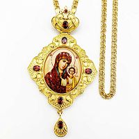 2.7.1334лп-2/1лп Панагия латунная в позолоте с принтом и цепью арт.2.7.0201лп