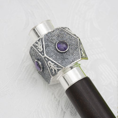 2.7.2478лнр Жезл латунный с натуральными камнями в серебрении фото 4 2.7.2478лнр Жезл латунный с натуральными камнями в серебрении фото 4