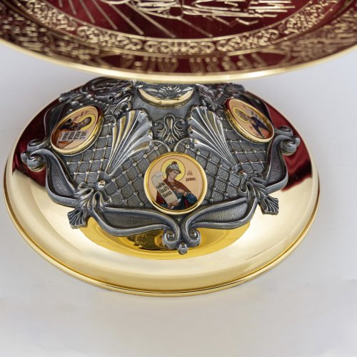 2.7.1599клпрэ-18-К/3 Евхаристический набор на 3 предмета с комбинированной чашей на 1,0 л в позолоте с патинированием и деколью фото 15 2.7.1599клпрэ-18-К/3 Евхаристический набор на 3 предмета с комбинированной чашей на 1,0 л в позолоте с патинированием и деколью фото 15