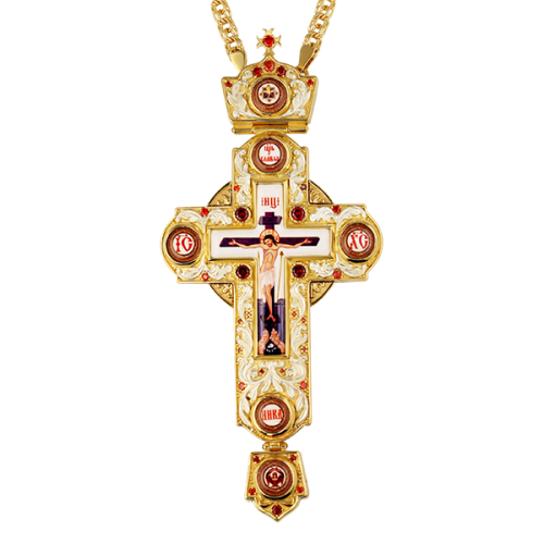 2.10.0236лп-2/1лп Крест латунный в позолоте с цепью