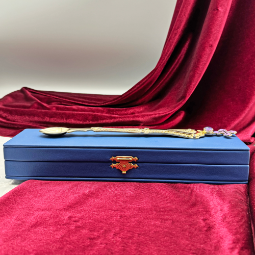 2.7.0024лп Лжица латунная в позолоте со вставками фото 2