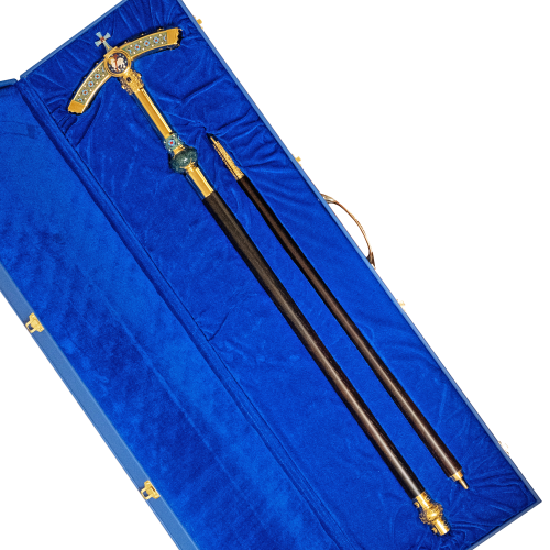 2.7.2398лнпчэ Жезл латунный в позолоте с натуральными камнями фото 4 2.7.2398лнпчэ Жезл латунный в позолоте с натуральными камнями фото 4