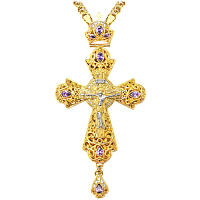 2.10.0131лп/1лп Крест наперсный со вставками в позолоте с цепью