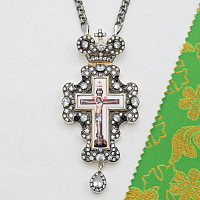2.10.0487лр-2/1л Крест наперсный латунный с белыми камнями в серебрении