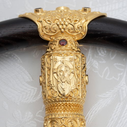 2.7.0519лп Посох латунный с красными камнями в позолоте фото 3 2.7.0519лп Посох латунный с красными камнями в позолоте фото 3