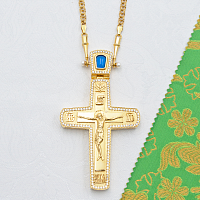 2.10.0540лнп/64лп Наперсный крест латунный со вставками в позолоте