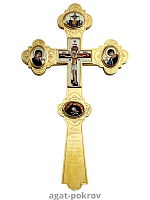 2.7.0852лп Крест Напрестольный латунный в позолоте со вставками
