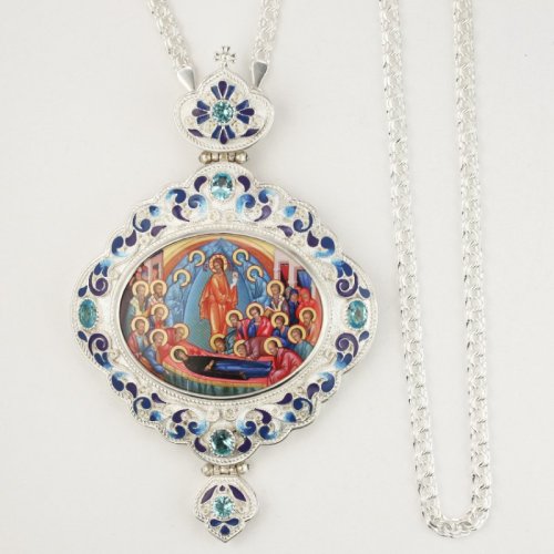 2.7.1481лэ-2/1л Панагия латунная с эмалью, деколем и с цепью арт.2.7.0201л 2.7.1481лэ-2/1л Панагия латунная с эмалью, деколем и с цепью арт.2.7.0201л