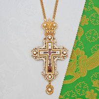 2.10.0547лп-2/1лп Крест наперсный латунный с белыми камнями в позолоте