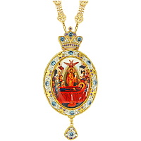 2.7.0650лп-2/50лп Панагия латунная в позолоте со вставками и цепью