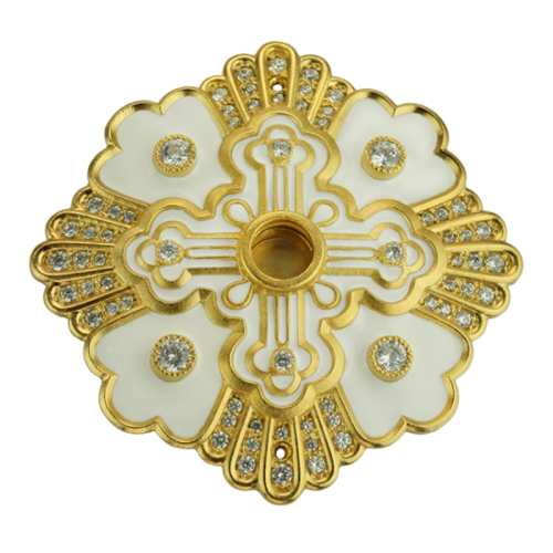 2.7.0457лп Мощевик латунный в позолоте с эмалью и вставками 2.7.0457лп Мощевик латунный в позолоте с эмалью и вставками