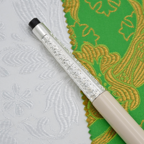 2.7.0519л Посох латунный с белыми камнями в серебрении фото 9