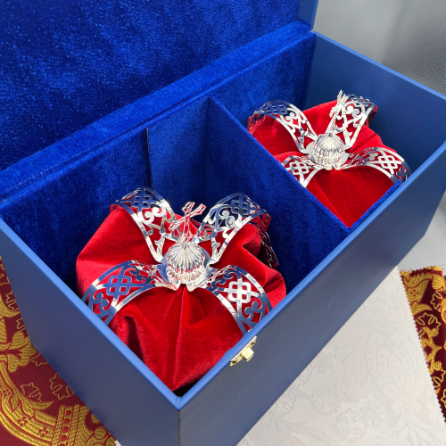 2.7.2839л-2-К Венцы венчальные латунные в серебрении - комплект фото 4 2.7.2839л-2-К Венцы венчальные латунные в серебрении - комплект фото 4